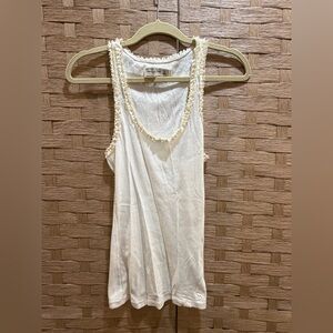 Y2K Elena Gilbert Bella Swan Abercrombie Trim Ribbed Tank Top size Medium